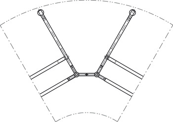 Y-zgibni vozel, 90°, s premično ročico, za sisteme podnožij za mize Idea