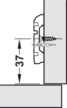 križna montažna ploščica, Häfele Metallamat A, Nastavitev po višini prek ovalne odprtine