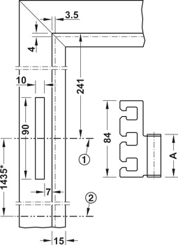 Element za montažo na podboj – nasadni tečaj za montažo v izvrtino, VX, za notranja vrata