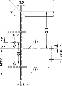 Element za montažo na podboj – nasadni tečaj za montažo v izvrtino, G 22-21, z uvodnimi pušicami, Simonswerk