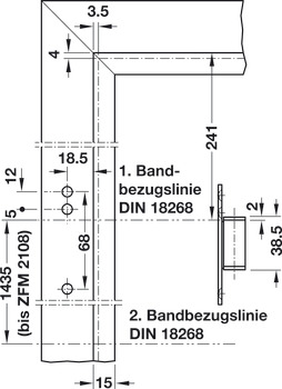 Element za montažo na podboj – nasadni tečaj za montažo v izvrtino, G 22-21, z uvodnimi pušicami, Simonswerk