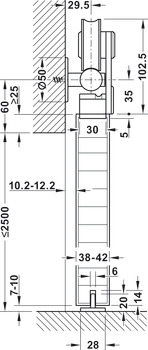 Okovje za drsna vrata, Slido Design 70-V in 100-V, garnitura