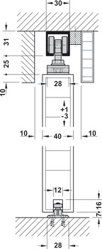 Okovje za drsna vrata, EKU Divido 100 H / Porta 60/100 H/HC - Synchro, garnitura