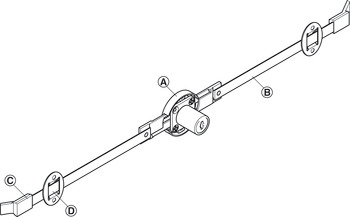 Ključavnica s potisno palico, Häfele Symo, Dvig 16 mm