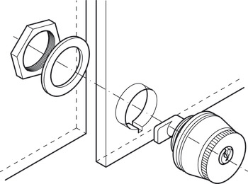 ključavnica s potisnim cilindrom za steklena vrata, s cilindričnim vložkom s klini, za steklena drsna vrata, GK-/GGK-načrt zaklepanja po naročilu