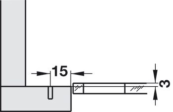 odmična spona, Häfele Metalla 510 A/SM 94°, pripira na podporni konstrukciji, za steklena vrata