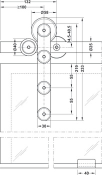 Okovje za drsna vrata, Slido Design 70-V/100-V, garnitura