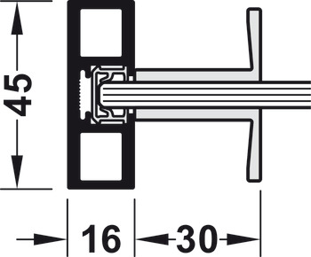 Okovje za drsna vrata, Häfele Slido D-Line11 50C / 80C / 120C, garnitura brez tekalne tirnice