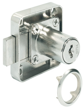 pribitna ključavnica z zapahom, s fiksno montiranim cilindrom s ploščicami, razdalja odmika trna od čelnice 25 mm